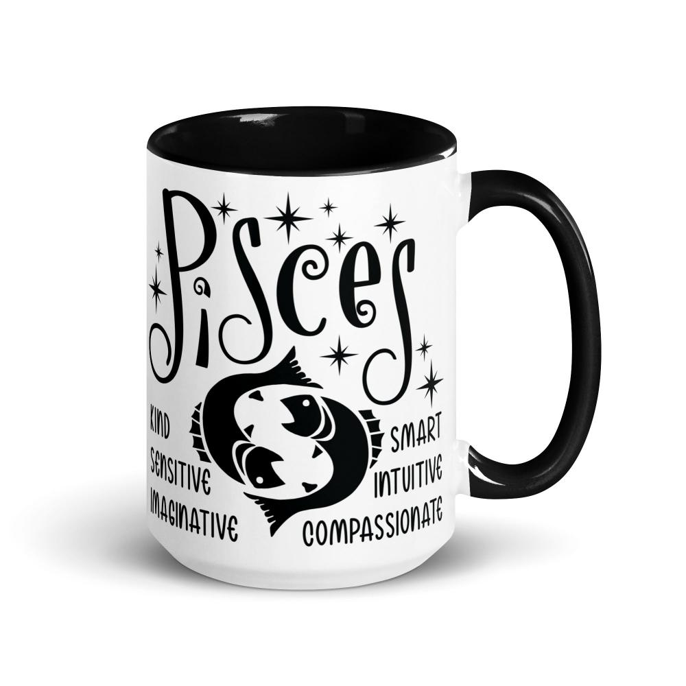 Pisces Zodiac Positive Traits 15 oz Mug with Black Handle - https://ascensionemporium.net